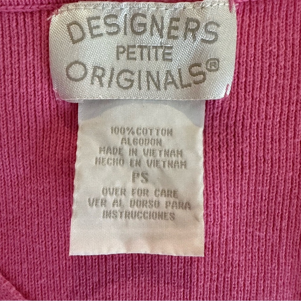DESIGNERS ORIGINALS PETITE Pink V Neck Knit Pullover Sweater L Embroidered Small - Picture 10 of 10